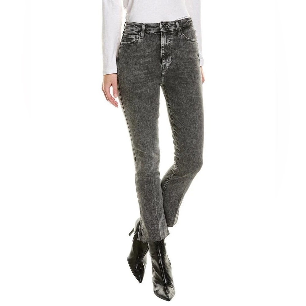 7 For All Mankind High Rise Skinny Kick Dark Gray Acid Washed Flare Jeans Sz 26